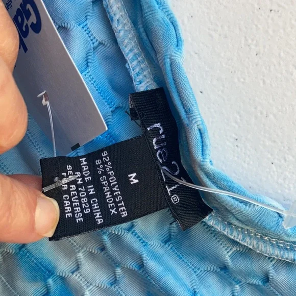 3/$12 Rue21 top Tie dye print honeycomb top w stretch & cinch string athleisure - Picture 9 of 16